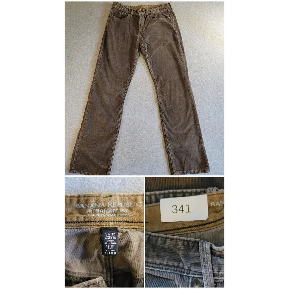 Banana Republic Mens Straight Fit Brown Pima Cotton Corduroy Pants 31x32